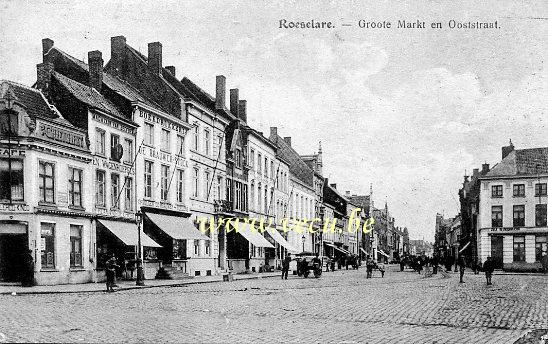 ancienne carte postale de Roulers Roeselare - Groote Markt en Ooststraat