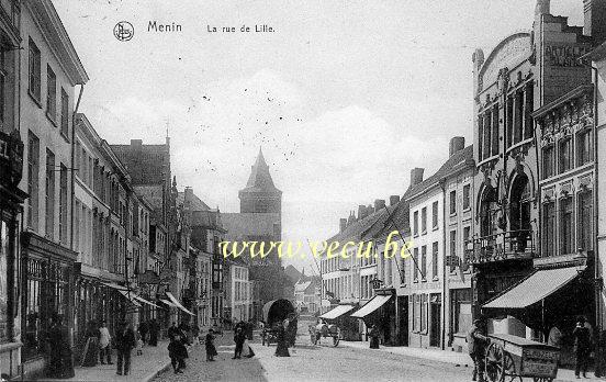 postkaart van Menen La rue de Lille