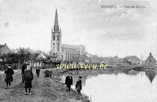 ancienne carte postale de Wervicq Vue sur la Lys