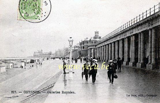 ancienne carte postale de Ostende Galeries Royales
