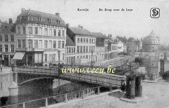 ancienne carte postale de Courtrai Kortrijk - De Brug over de Leye