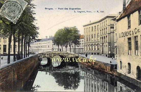 ancienne carte postale de Bruges Pont des Augustins
