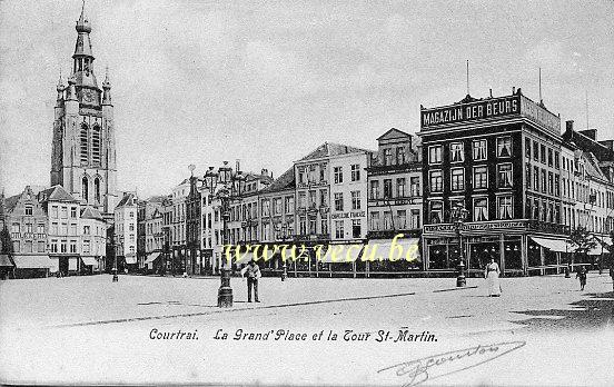 ancienne carte postale de Courtrai La Grand'Place et la Tour St Martin