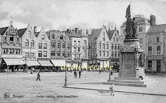 ancienne carte postale de Bruges Vieilles maisons de la Grand'Place