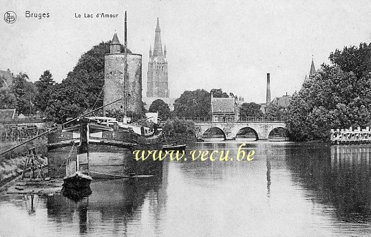 ancienne carte postale de Bruges Le Lac d'Amour