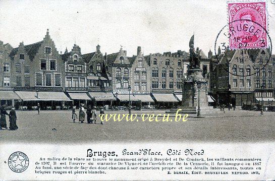 ancienne carte postale de Bruges Grand'Place côté Nord