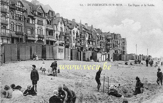 ancienne carte postale de Duinbergen La Digue et le sable