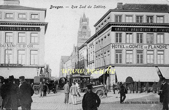 ancienne carte postale de Bruges Rue Sud du Sablon