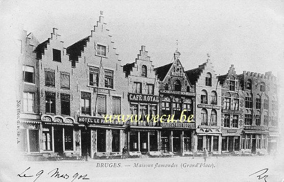ancienne carte postale de Bruges Maisons flamandes (Grand'Place)