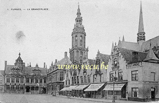 ancienne carte postale de Furnes La Grand'Place