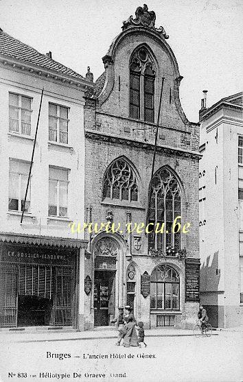 ancienne carte postale de Bruges L'ancien Hôtel de Gènes