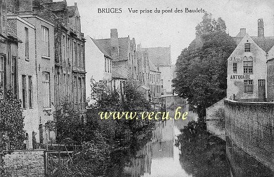ancienne carte postale de Bruges Vue prise du pont des Baudets
