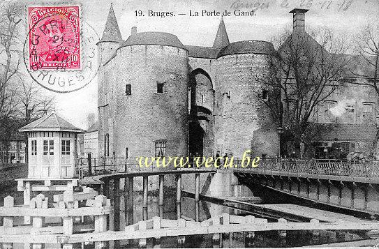 ancienne carte postale de Bruges La Porte de Gand