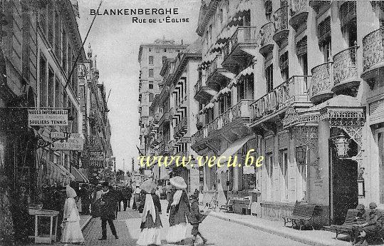 ancienne carte postale de Blankenberge Rue de l'Eglise