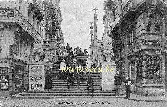 ancienne carte postale de Blankenberge Escaliers des Lions