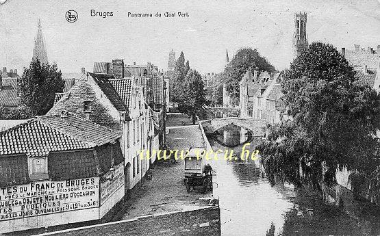 ancienne carte postale de Bruges Panorama du Quai Vert