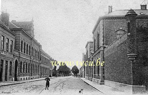 ancienne carte postale de Furnes La Prison et la Gendarmerie - Route de la Panne