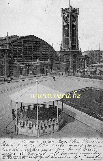 ancienne carte postale de Ostende La Gare