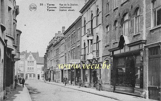 ancienne carte postale de Ypres Rue de la Station