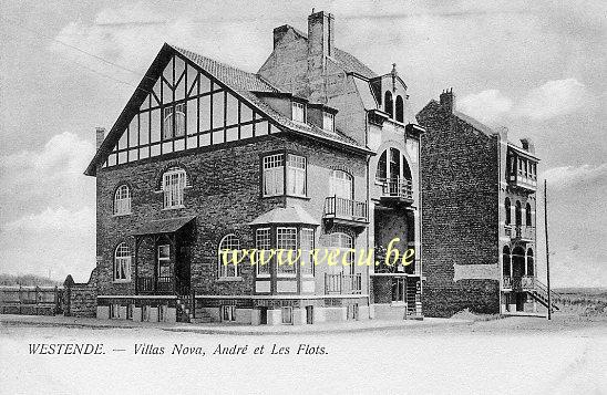 ancienne carte postale de Westende Villas Nova, André et les Flots