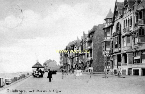 ancienne carte postale de Duinbergen Villas sur la Digue