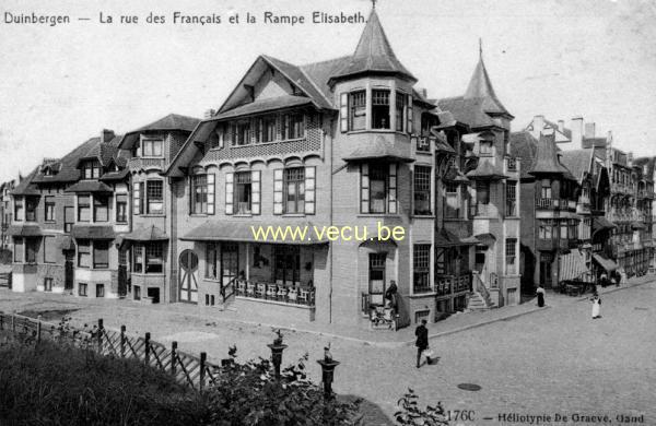 ancienne carte postale de Duinbergen La rue des Français et la rampe Elisabeth