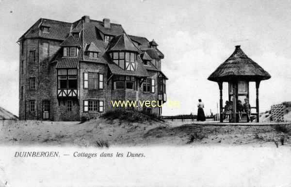 ancienne carte postale de Duinbergen Cottages dans les dunes