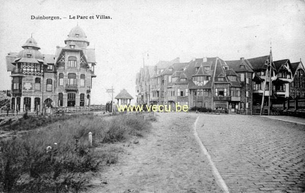 ancienne carte postale de Duinbergen Le parc et villas