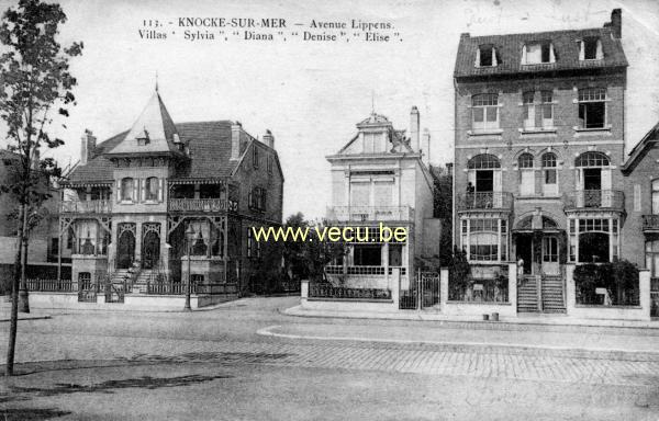 ancienne carte postale de Knokke Avenue Lippens. Villas Sylvia, Diana, Denise,  Elise