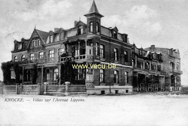 ancienne carte postale de Knokke Villas sur l'avenue Lippens