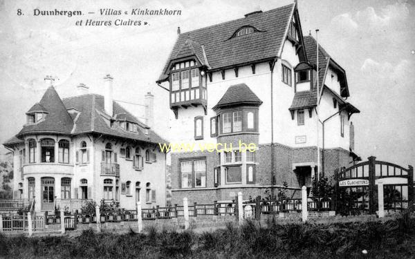 ancienne carte postale de Duinbergen Villas Kinkankhorn et Heures Claires