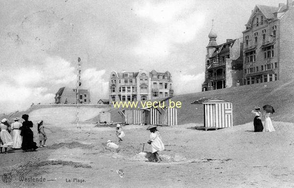 ancienne carte postale de Westende La plage