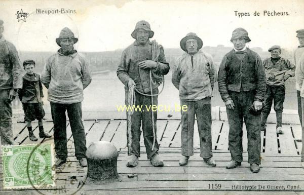 ancienne carte postale de Nieuport Types de pêcheurs