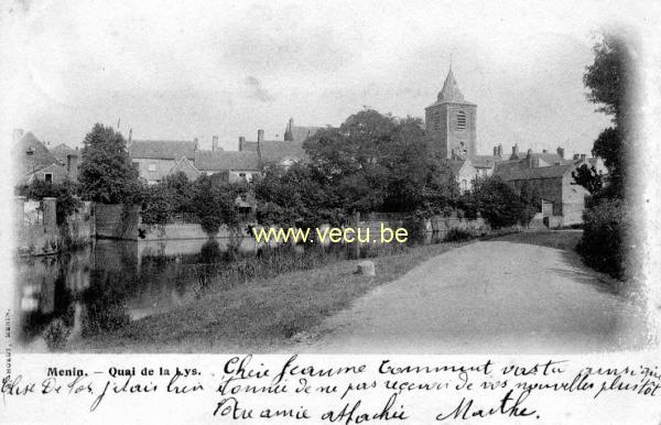 ancienne carte postale de Menin Quai de la Lys