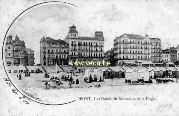 ancienne carte postale de Heyst Les hôtels du Kursaal et de la Plage