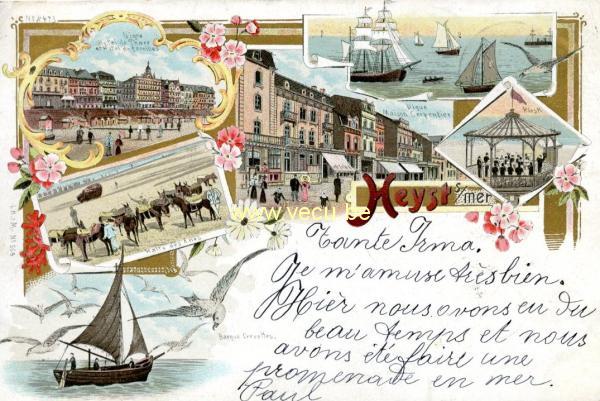 ancienne carte postale de Heyst Souvenir de Heyst sur mer