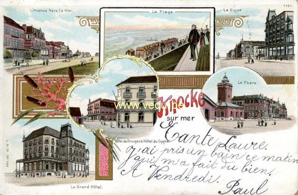 ancienne carte postale de Knokke Souvenir de Knocke