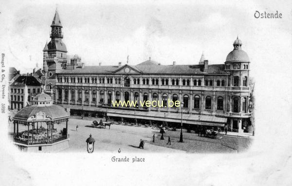 ancienne carte postale de Ostende Grande place