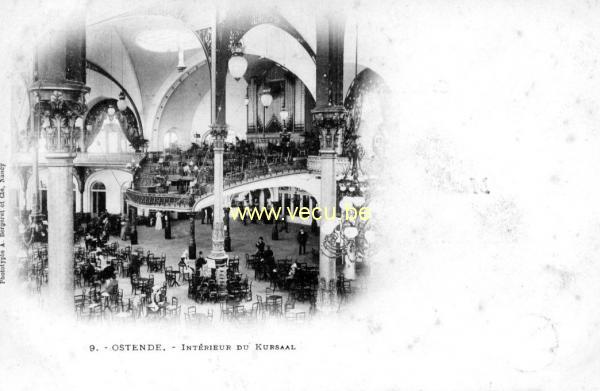 ancienne carte postale de Ostende Intérieur du Kursaal