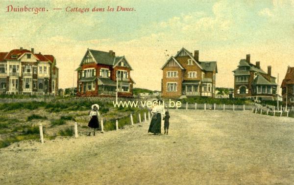 ancienne carte postale de Duinbergen Cottages dans les dunes