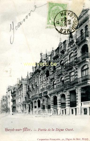 ancienne carte postale de Heyst Partie de la Digue Ouest