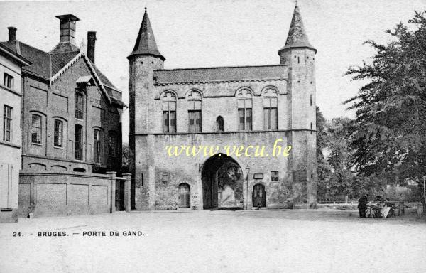 ancienne carte postale de Bruges Porte de Gand