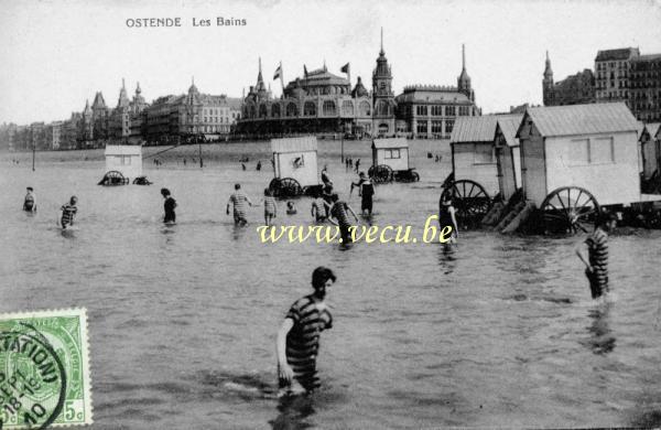 ancienne carte postale de Ostende Les Bains