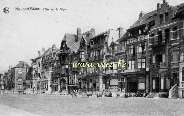 ancienne carte postale de Nieuport Villas sur la Digue
