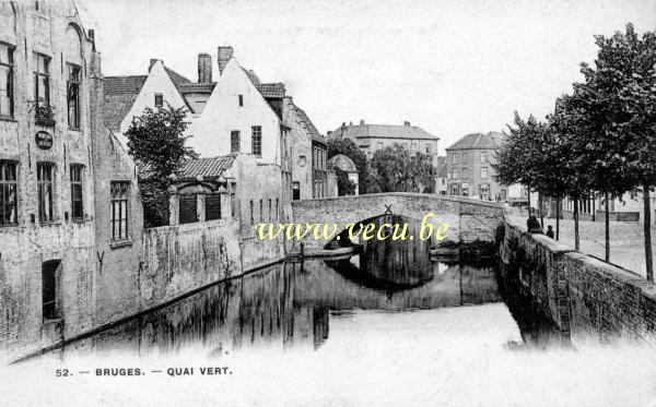 ancienne carte postale de Bruges Quai vert