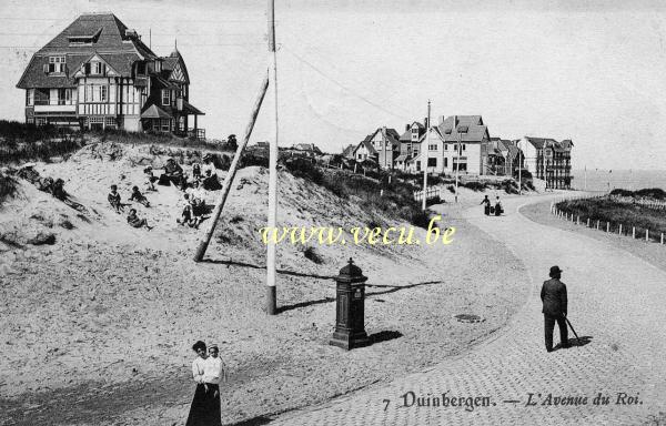 ancienne carte postale de Duinbergen L'avenue du Roi