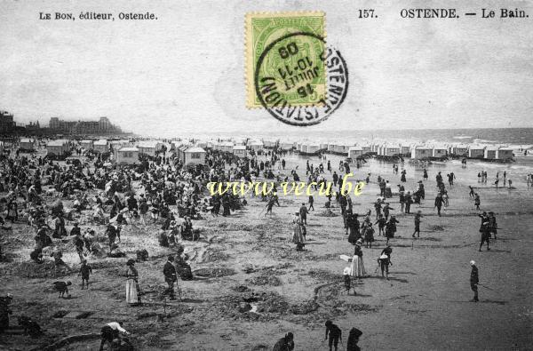 ancienne carte postale de Ostende Le Bain