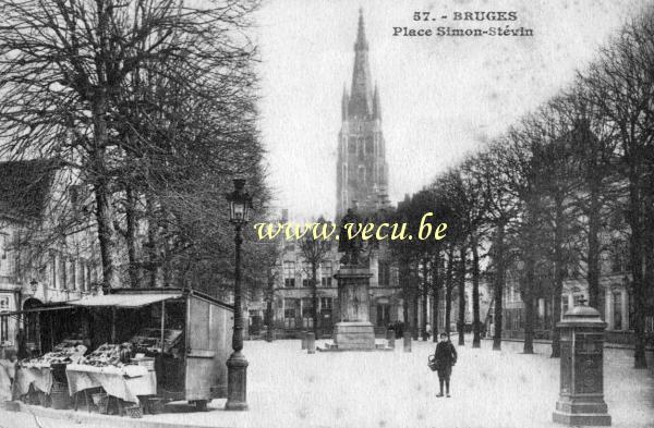 ancienne carte postale de Bruges Place Simon Stévin