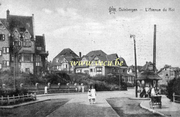 ancienne carte postale de Duinbergen L'avenue du Roi
