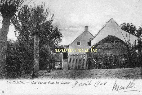 postkaart van De Panne Une ferme dans les dunes